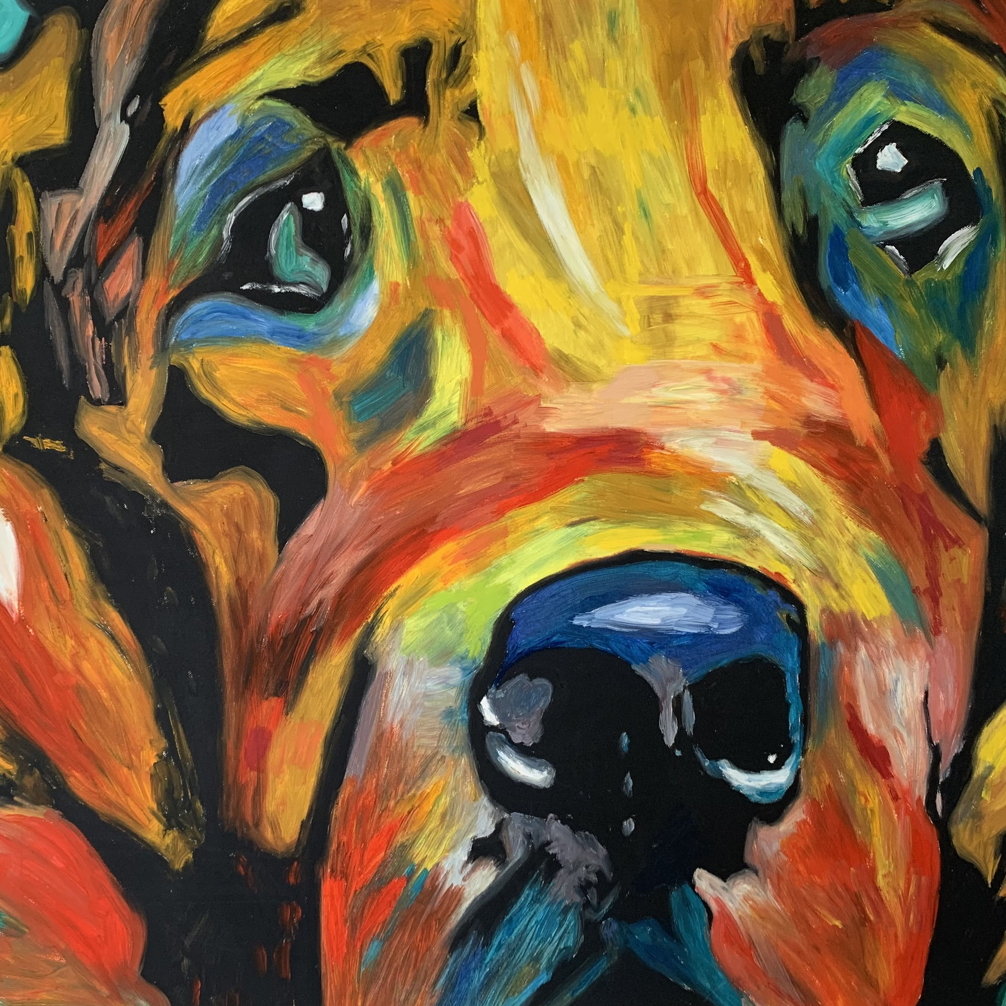 Buntes Gemälde eines Hundes